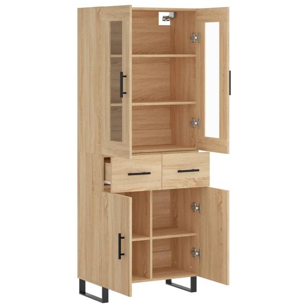 vidaXL Highboard sonoma eik 69,5x34x180 cm konstruert tre