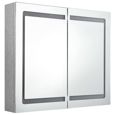 vidaXL LED-speilskap til bad betonggrå 80x12x68 cm