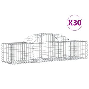 vidaXL Gabionkurver buede 30 stk 200x50x40/60 cm galvanisert jern