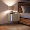 vidaXL Vegghengt nattbord med LED-lys sonoma eik