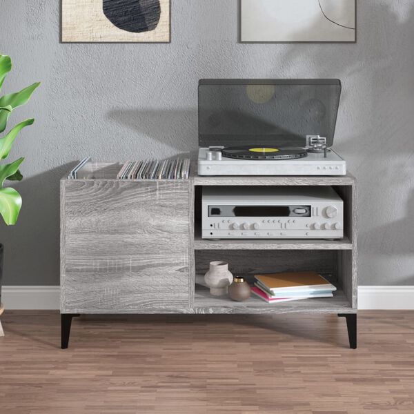 vidaXL Hifi-benk gr&aring; sonoma 84,5x38x48 cm konstruert tre
