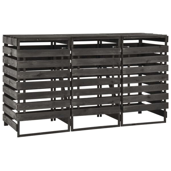 vidaXL Trippelt søppeldunkskur 210x75x121 cm malt heltre furu