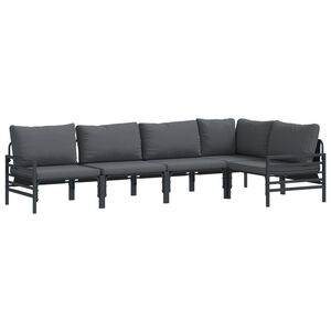 vidaXL Hagesofa Set med pute 5 pcs Svart St&aring;l