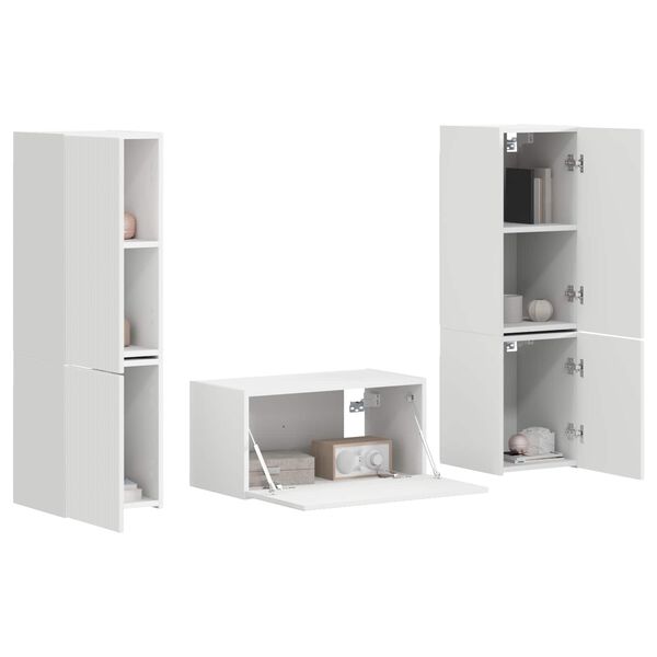 vidaXL TV-benksett 5 pcs Hvit Konstruert tre