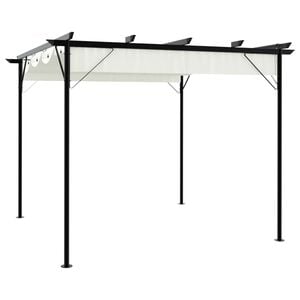 vidaXL Pergola med uttrekkbart tak hvit 3x3 m st&aring;l
