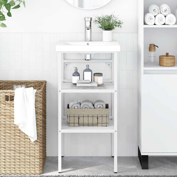 vidaXL Badehylle hvit 40x38x83 cm jern