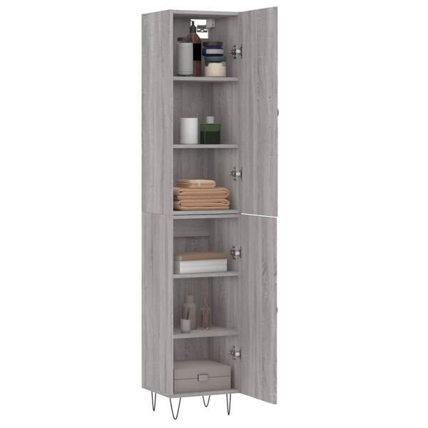 vidaXL Highboard grå sonoma 34,5x34x180 cm konstruert tre