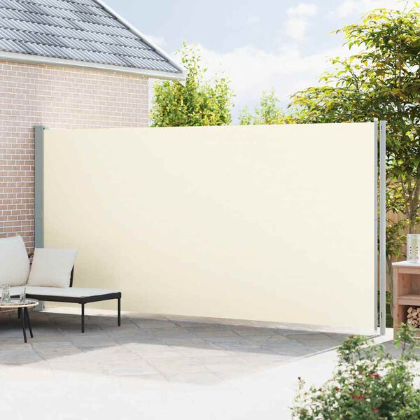 vidaXL Uttrekkbar sidemarkise 220x600 cm kremhvit