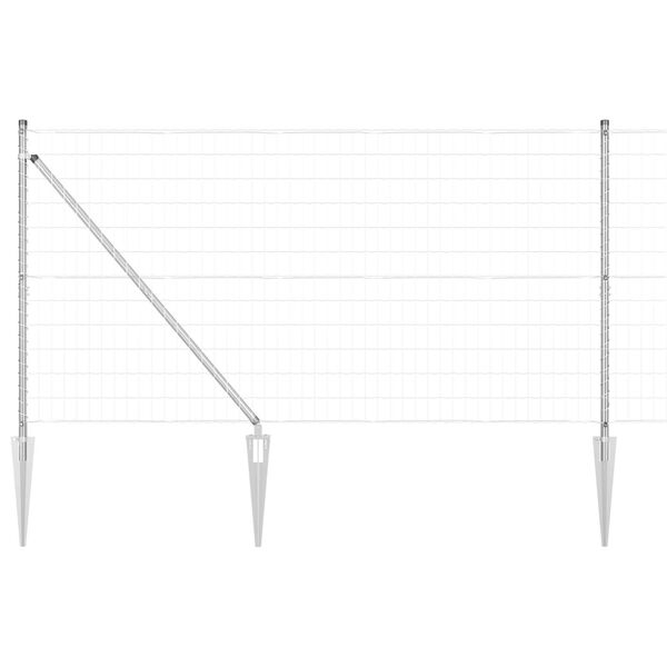 vidaXL Gjerde med stolpe s&oslash;lv 1,2 x 25 m St&aring;l
