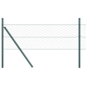 vidaXL Sekskantet gjerde grunstift 50 x 1,4 m PVC-belagt st&aring;l Gr&oslash;nn