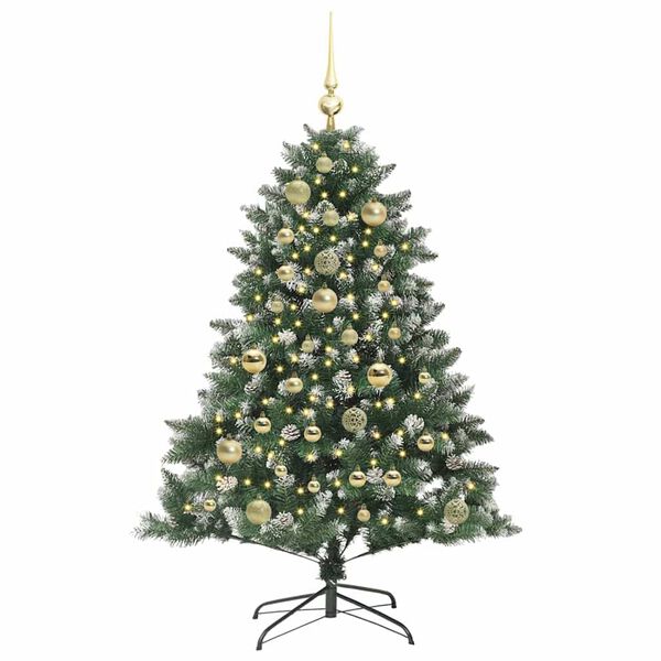 vidaXL Kunstig juletre med 150 LED gr&oslash;nn 120 cm PVC og plast og st&aring;l