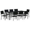 vidaXL Hage Spisegruppe med pute 9 pcs Svart polyrotting