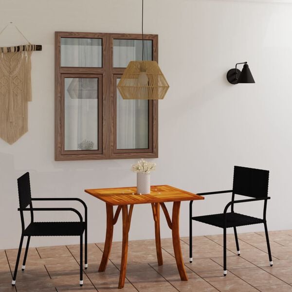 vidaXL Utend&oslash;rs spisestue 3 deler svart