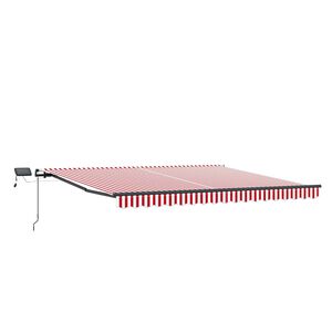 vidaXL Uttrekkbar markise R&oslash;d og Hvit 450 &times; 350 cm Stoff og Aluminium