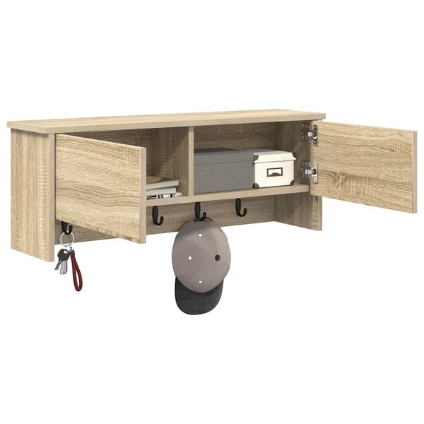 vidaXL Vegghengt kleshenger Sonoma eik 80 x 20 x 30 cm Konstruert tre