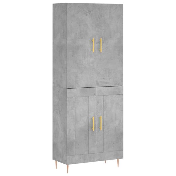 vidaXL Highboard betonggr&aring; 69,5x34x180 cm konstruert tre