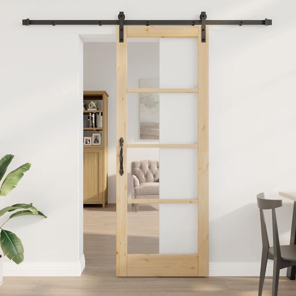 vidaXL Skyved&oslash;r ORKDAL Naturlig 78 x 211 cm Massivt furutre og glass