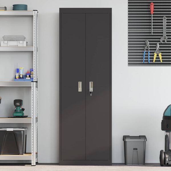 vidaXL Oppbevaringsskap 2 pcs Svart 60 x 40 x 180 cm Kaldvalsget St&aring;l