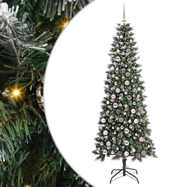 vidaXL Kunstig juletre med 300 LED gr&oslash;nn 210 cm PVC og plast og st&aring;l