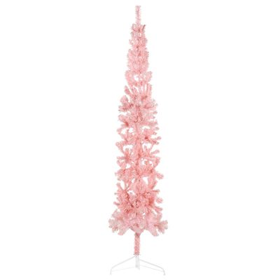 vidaXL Kunstig halvt juletre med stativ tynt rosa 210 cm