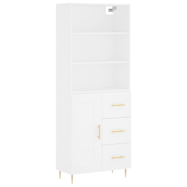 vidaXL Highboard hvit 69,5x34x180 cm konstruert tre
