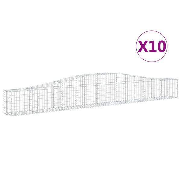 vidaXL Gabionkurver buede 10 stk 400x30x40/60 cm galvanisert jern