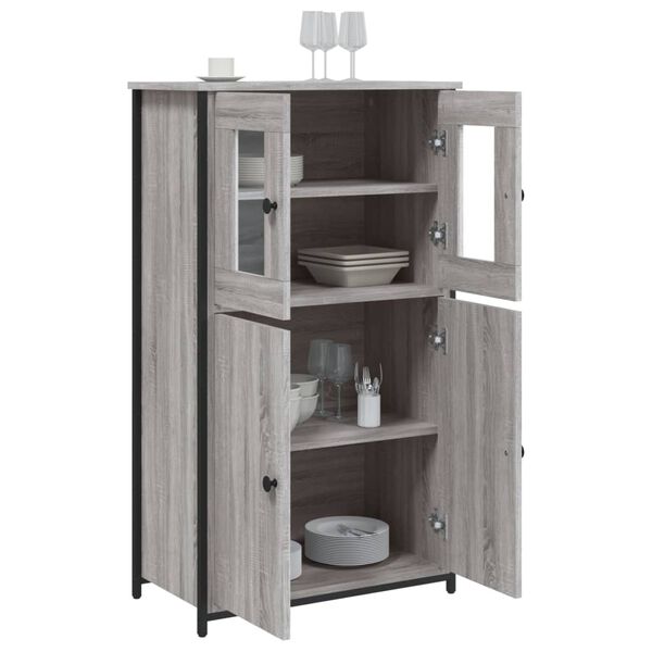 vidaXL Highboard gr&aring; sonoma 62x32x106,5 cm konstruert tre