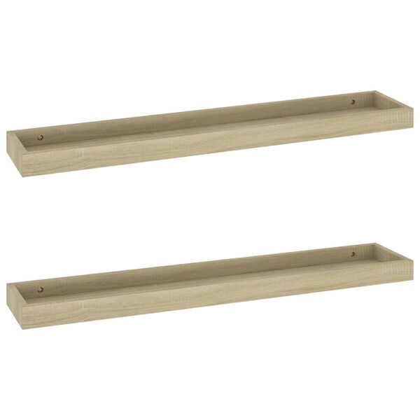 vidaXL Loggia-vegghyller 2 stk eik 80x15x4 cm MDF