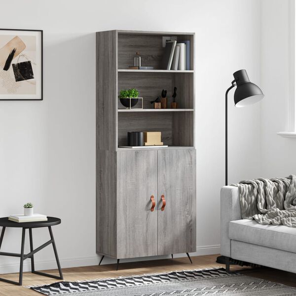 vidaXL Highboard gr&aring; sonoma 69,5x34x180 cm konstruert tre