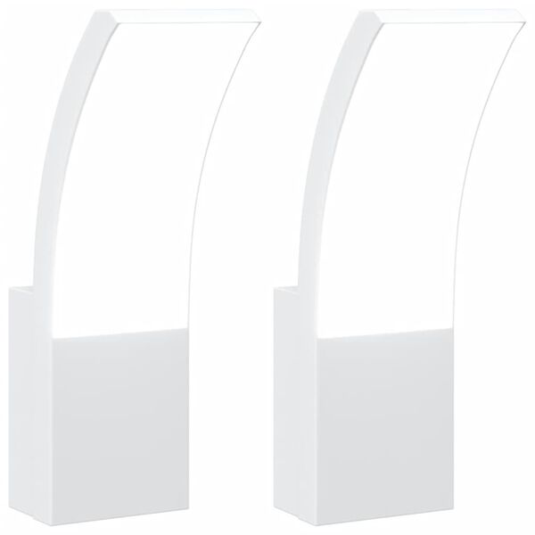 vidaXL Veggmonterte LED-utelamper 2 stk hvit st&oslash;pt aluminium