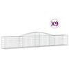 vidaXL Gabionkurver buede 9 stk 400x50x60/80 cm galvanisert jern