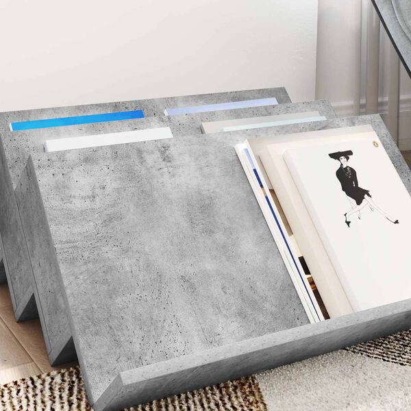 vidaXL Magasinreol Betonggr&aring; 65 x 53 x 28,5 cm Konstruert tre