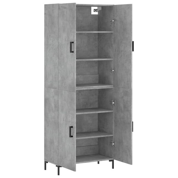 vidaXL Highboard betonggr&aring; 69,5x34x180 cm konstruert tre