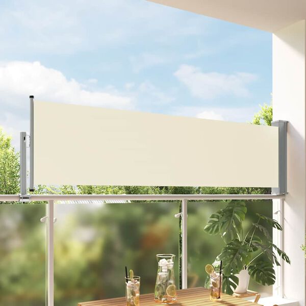 vidaXL Uttrekkbar sidemarkise 80x300 cm kremhvit