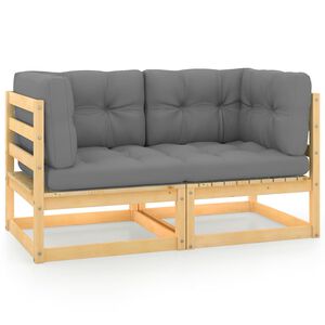 vidaXL Hagesofa med puter 2 seter heltre furu