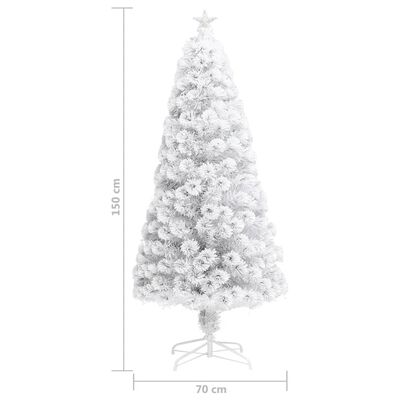 vidaXL Forhåndsbelyst kunstig juletre hvit 150 cm fiberoptikk