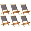 vidaXL Sammenleggbare hagestoler 6 stk antrasitt stoff og heltre