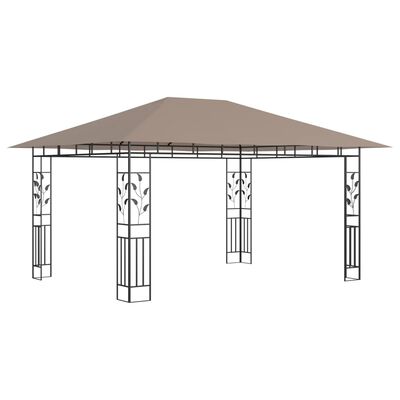 vidaXL Paviljong med myggnett 4x3x2,73 m gråbrun 180 g/m²