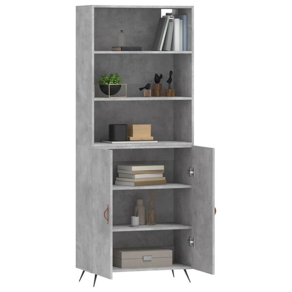 vidaXL Highboard betonggr&aring; 69,5x34x180 cm konstruert tre