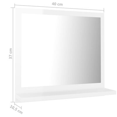 vidaXL Baderomsspeil høyglans hvit 40x10,5x37 cm sponplate