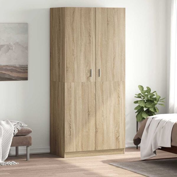 vidaXL Garderobe sonoma eik 90x52x200 cm konstruert tre