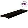 vidaXL Trappetrinn 12 stk brunsvart 100x30x2 cm heltre eik