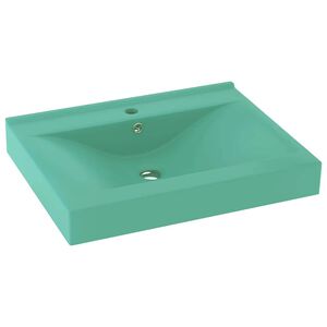 vidaXL Luksuri&oslash;s servant med kranhull matt lysegr&oslash;nn 60x46 cm keramisk