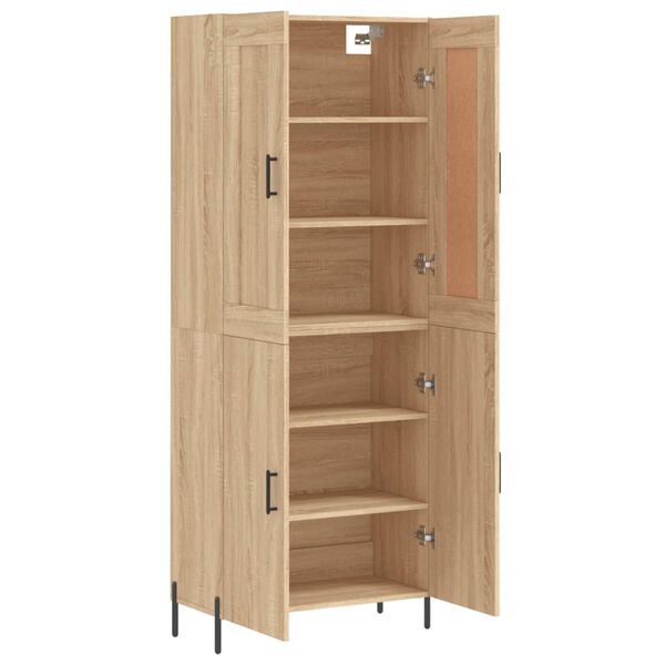 vidaXL Highboard sonoma eik 69,5x34x180 cm konstruert tre