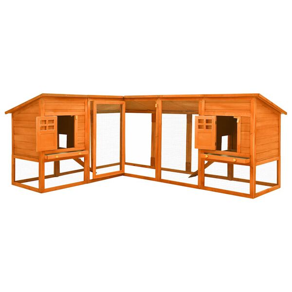 vidaXL Utend&oslash;rs kaninbur med l&oslash;peg&aring;rd brun heltre gran