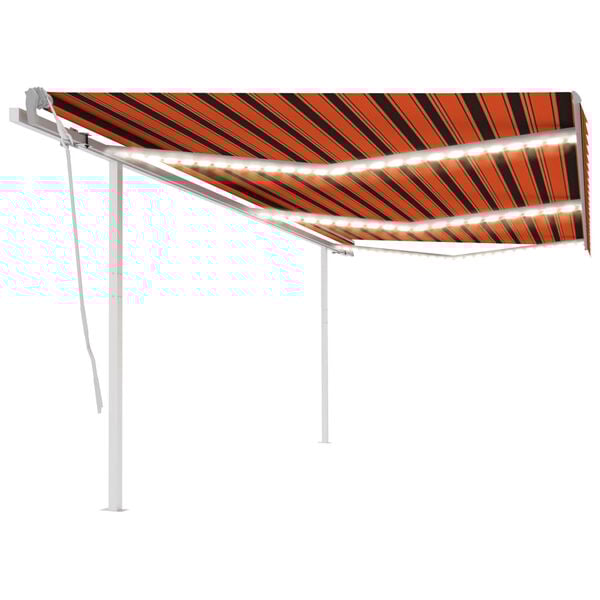 vidaXL Manuell uttrekkbar markise med LED 6x3,5 m oransje og brun