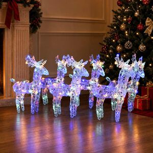 vidaXL Julereinsdyr 6 stk flerfarget 240 LED akryl