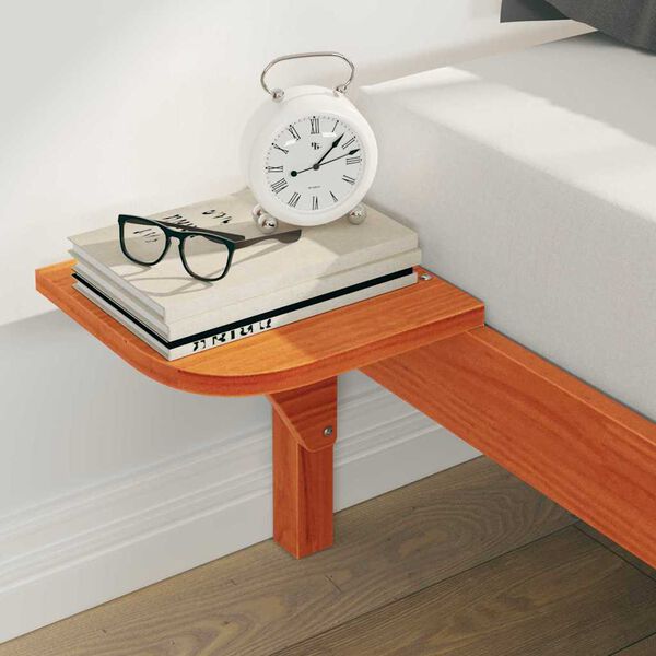 vidaXL Sengestamme med Sidebord Vokset Brun 180 x 220 cm Massiv furu