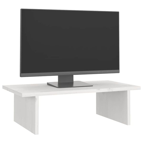 vidaXL Monitorstativ hvit 50x27x15 cm heltre furu