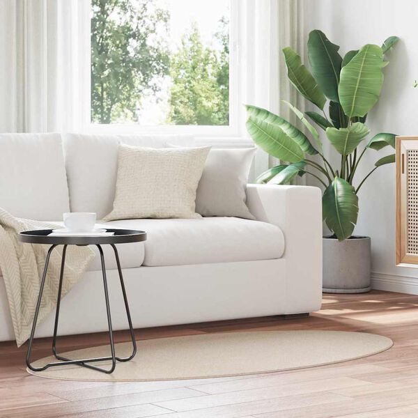 vidaXL Omr&aring;detepper Oval HUARTE Beige 150 x 80 cm 100% Polyester